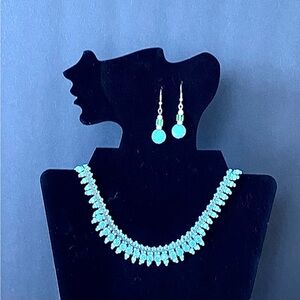 Elegant Turquoise Necklace and Earring Set 
Adjustable necklace 14 to 17 inches